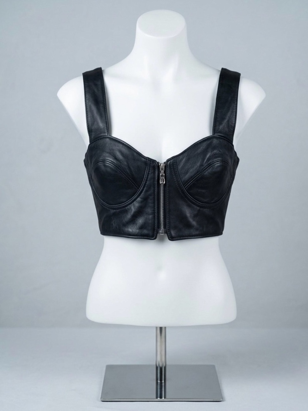 RUDSAK Black Genuine Leather Bustier Crop Top - Size S/P